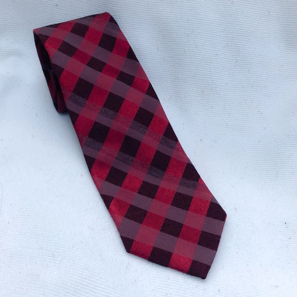 Red "Picnic Check" tie by Calvin Klein NWT